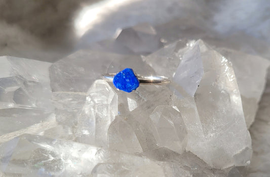 Azurite ring // 925 sterling silver // UK size N 1/2 // crystal jewellery  // ethically sourced crystals