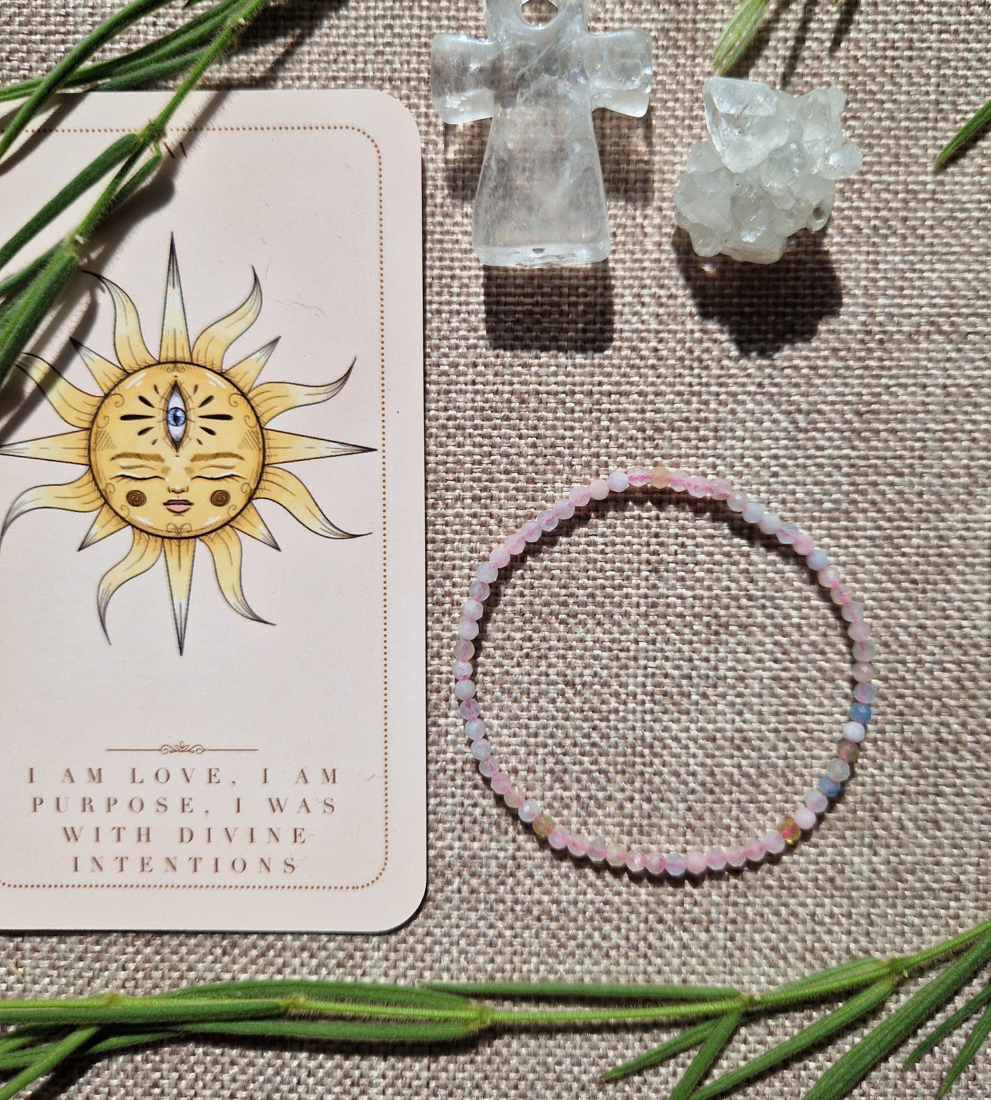 Faceted morganite bracelet // Crystal healing // handmade elasticated Crystal healing bracelet