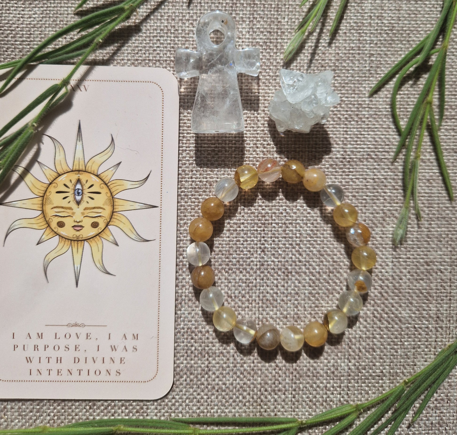 Golden healer quartz bracelet // Crystal healing // handmade elasticated Crystal healing bracelet