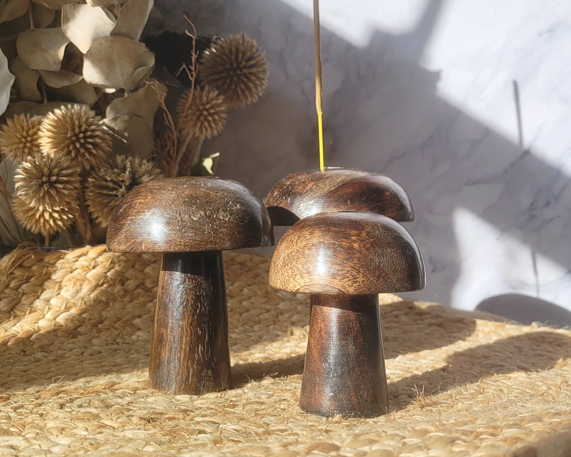 Mushroom incense cone & stick holder // wooden // approx. 10cm