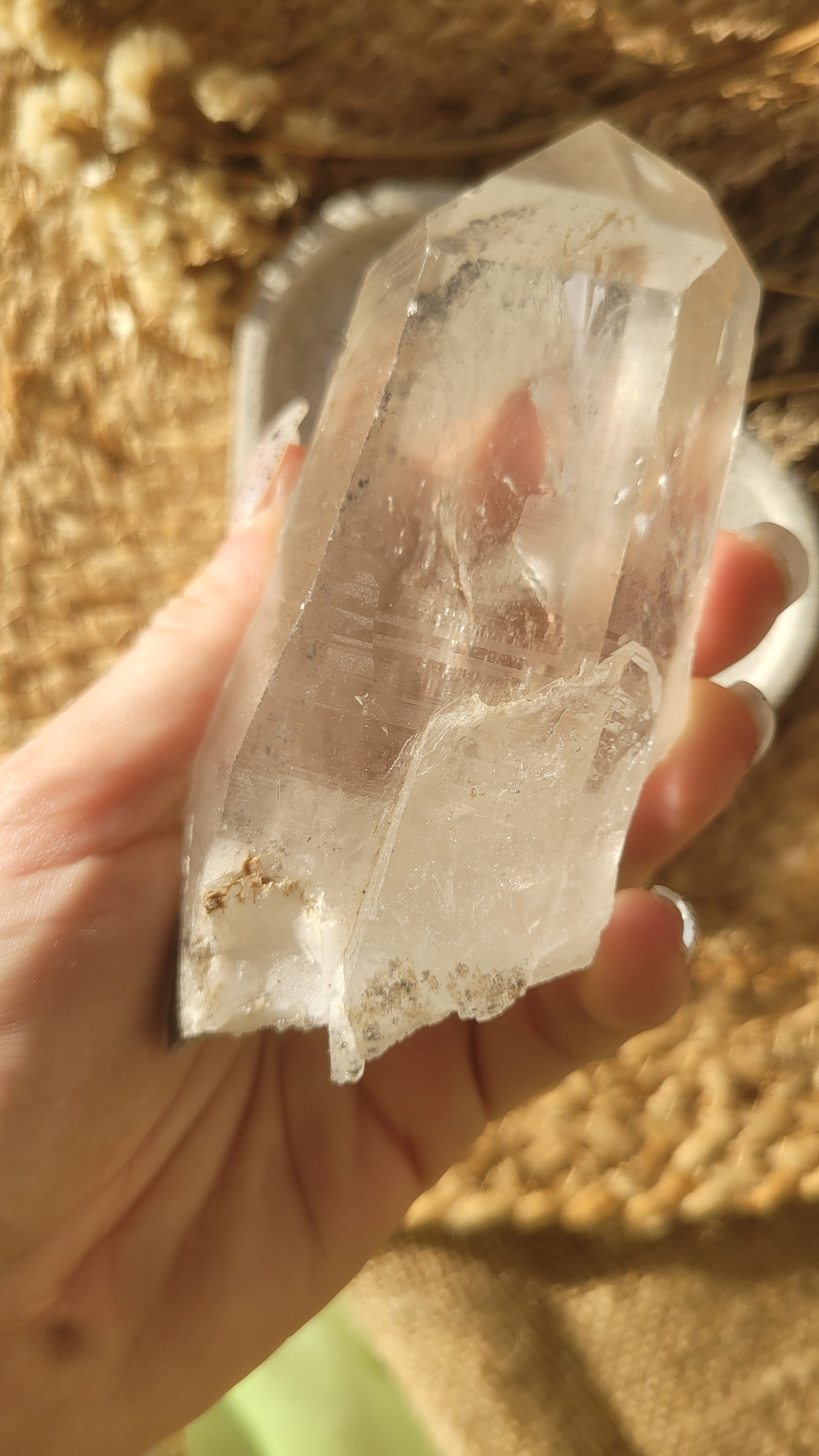 Black phantom lemurian seed quartz // carbon inclusions // etched quartz // self healed // approx 12.5cm