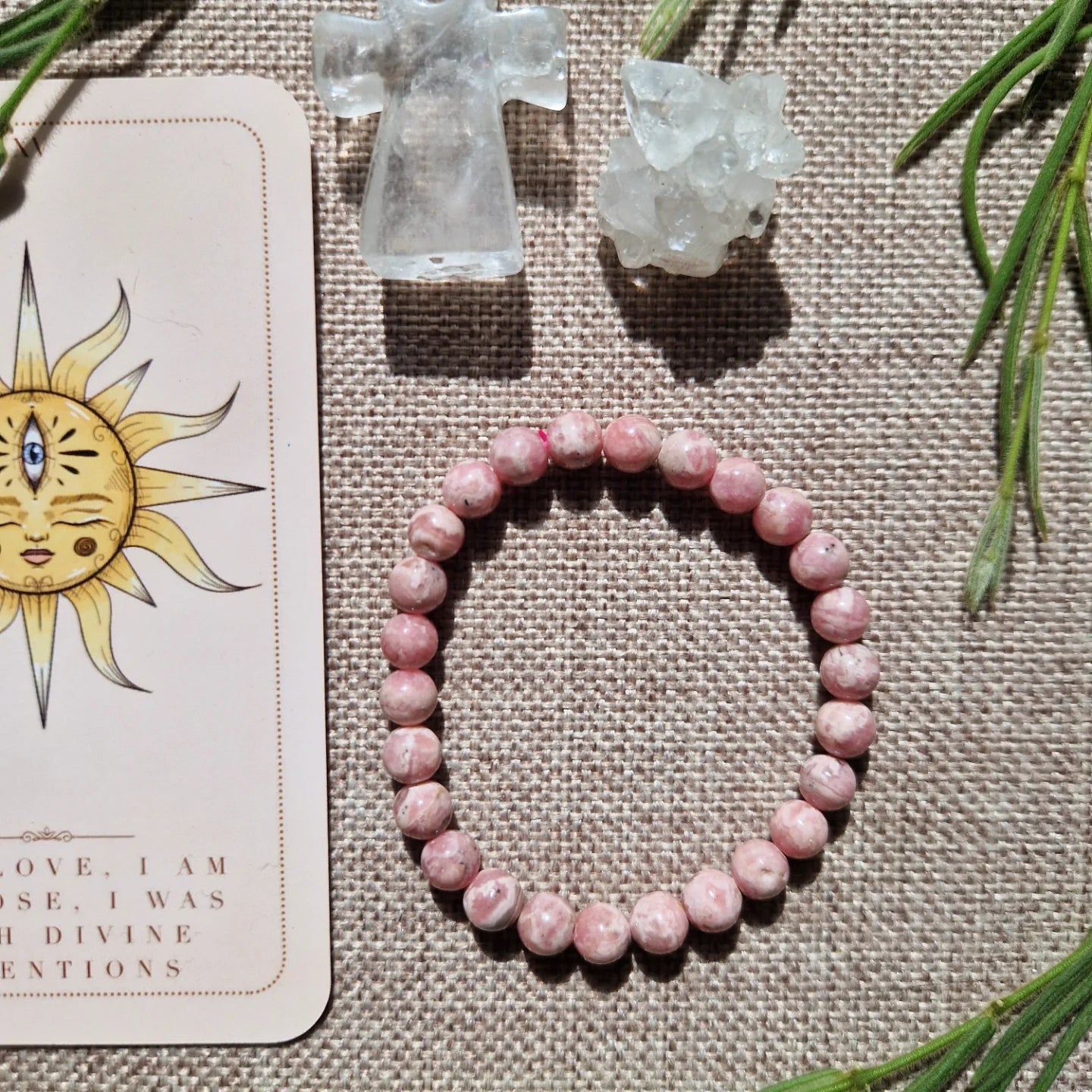 Rhodochrosite bracelet // Crystal healing // handmade elasticated Crystal healing bracelet