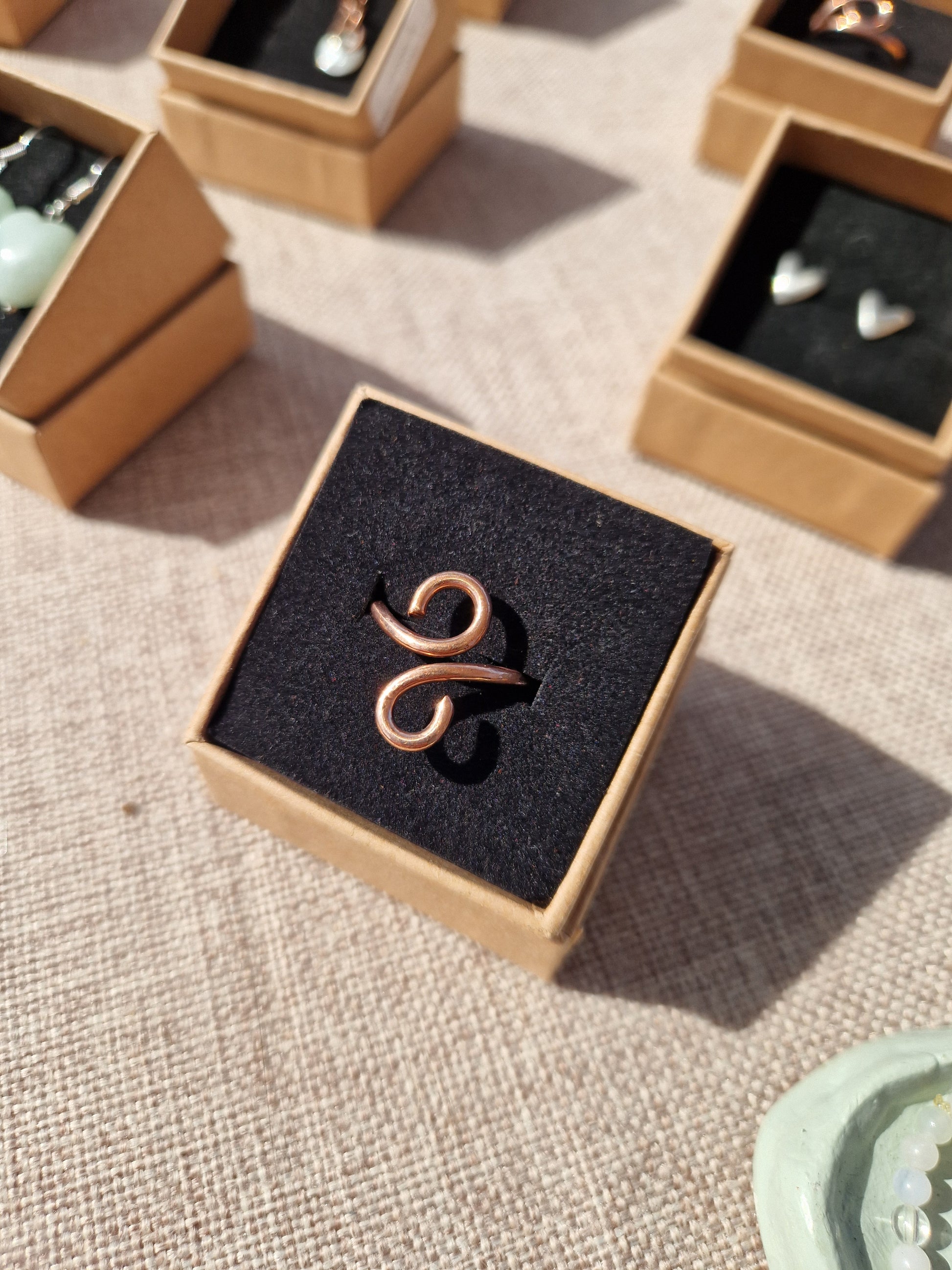 Handmade adjustable copper spiral ring // grounding natural metal ring