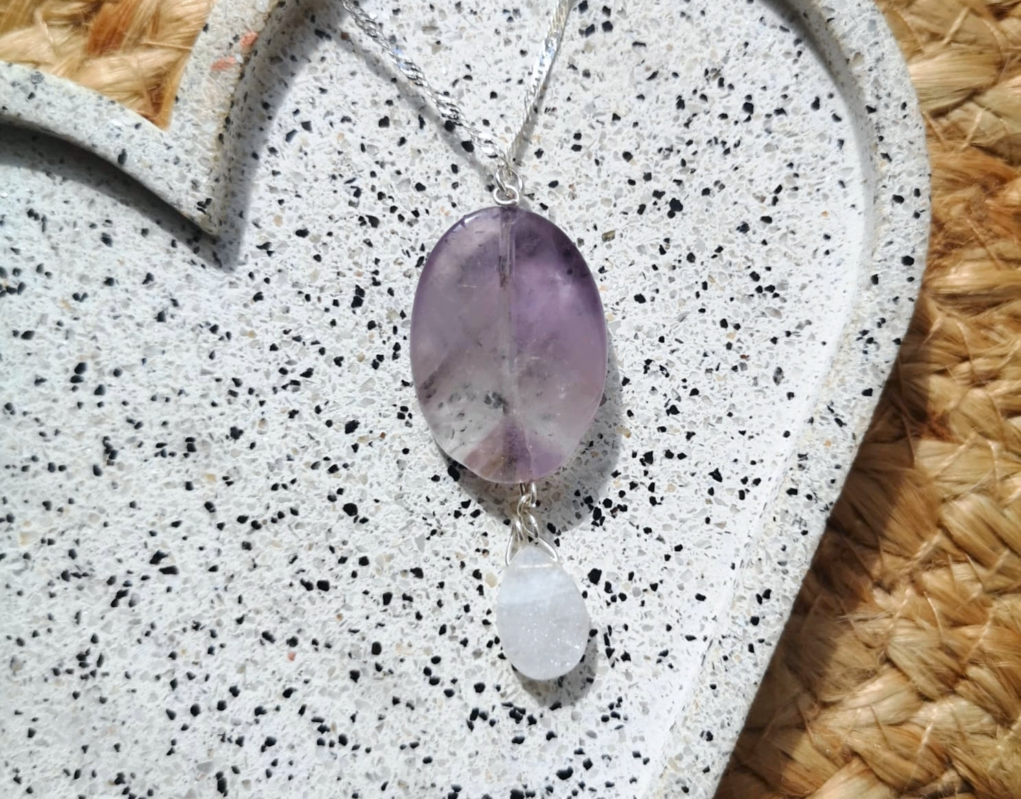 Amethyst & moonstone pendant with chain