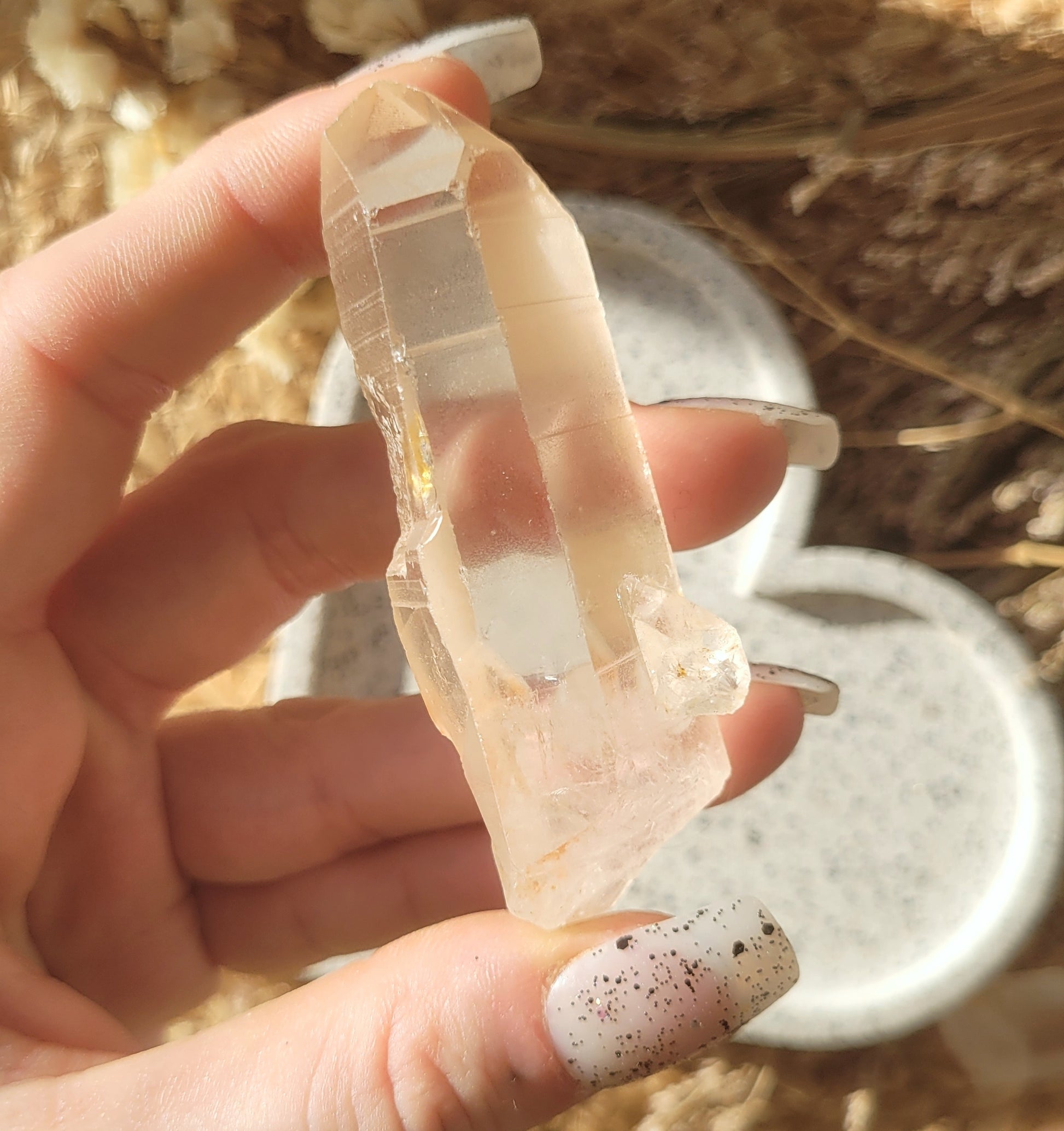Tangerine lemurian seed quartz // etched quartz // approx 7.5cm