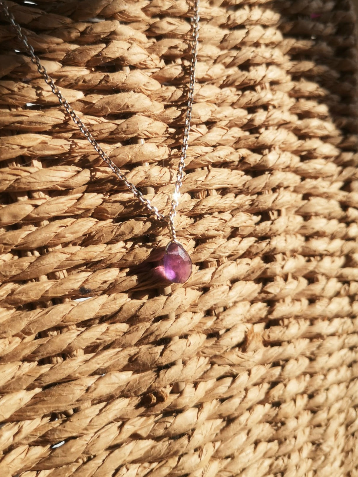 Amethyst tear drop pendant // 925-sterling-silver with chain