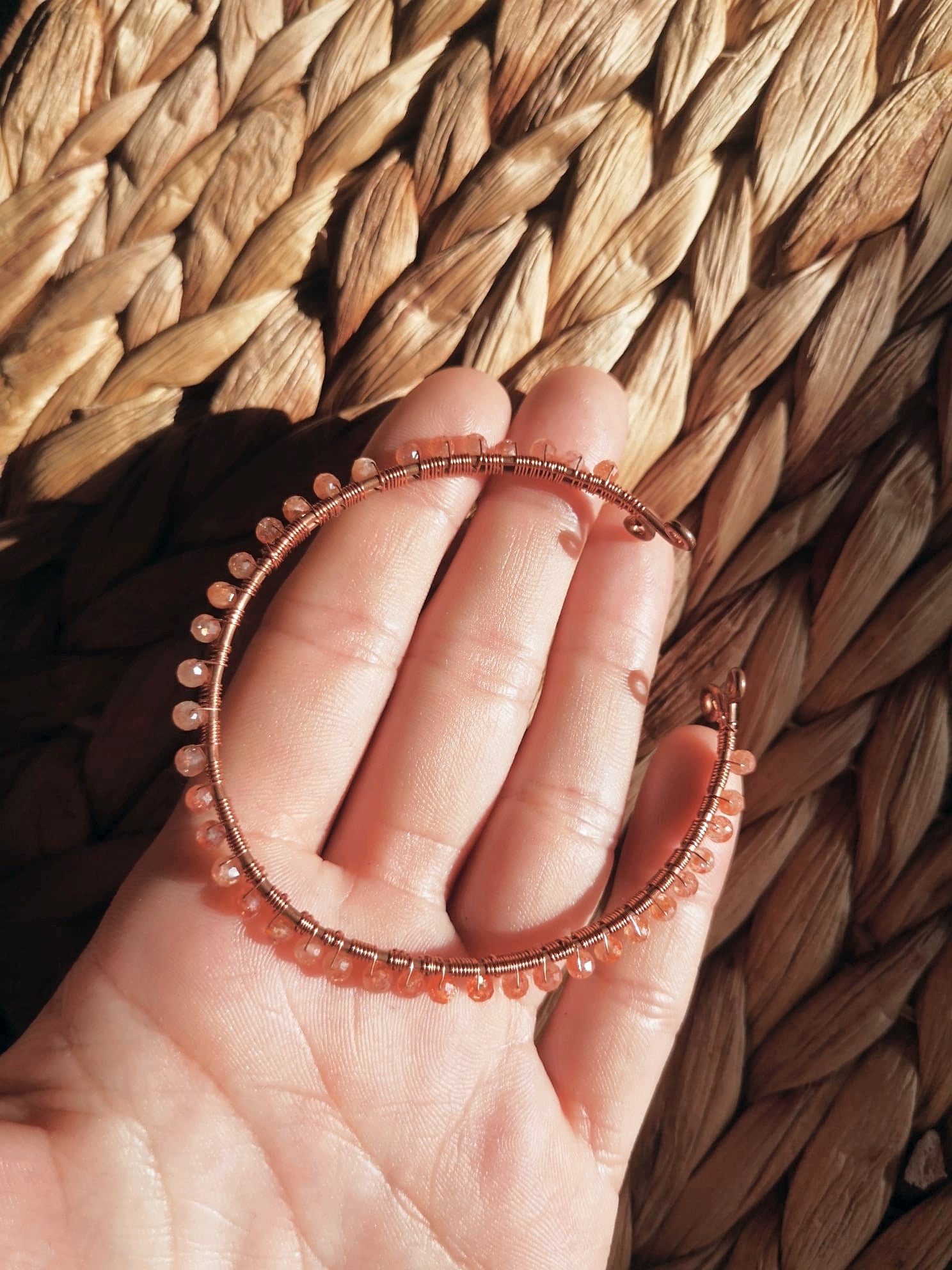 Sunstone & copper bangle // hand wrapped