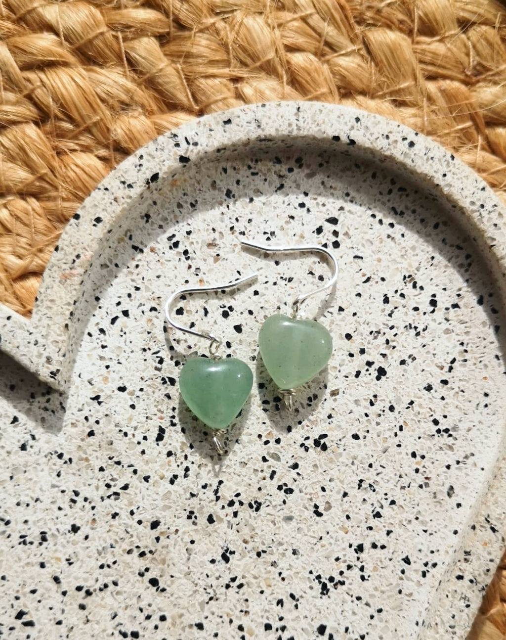 Green aventurine heart earrings // 925-sterling-silver