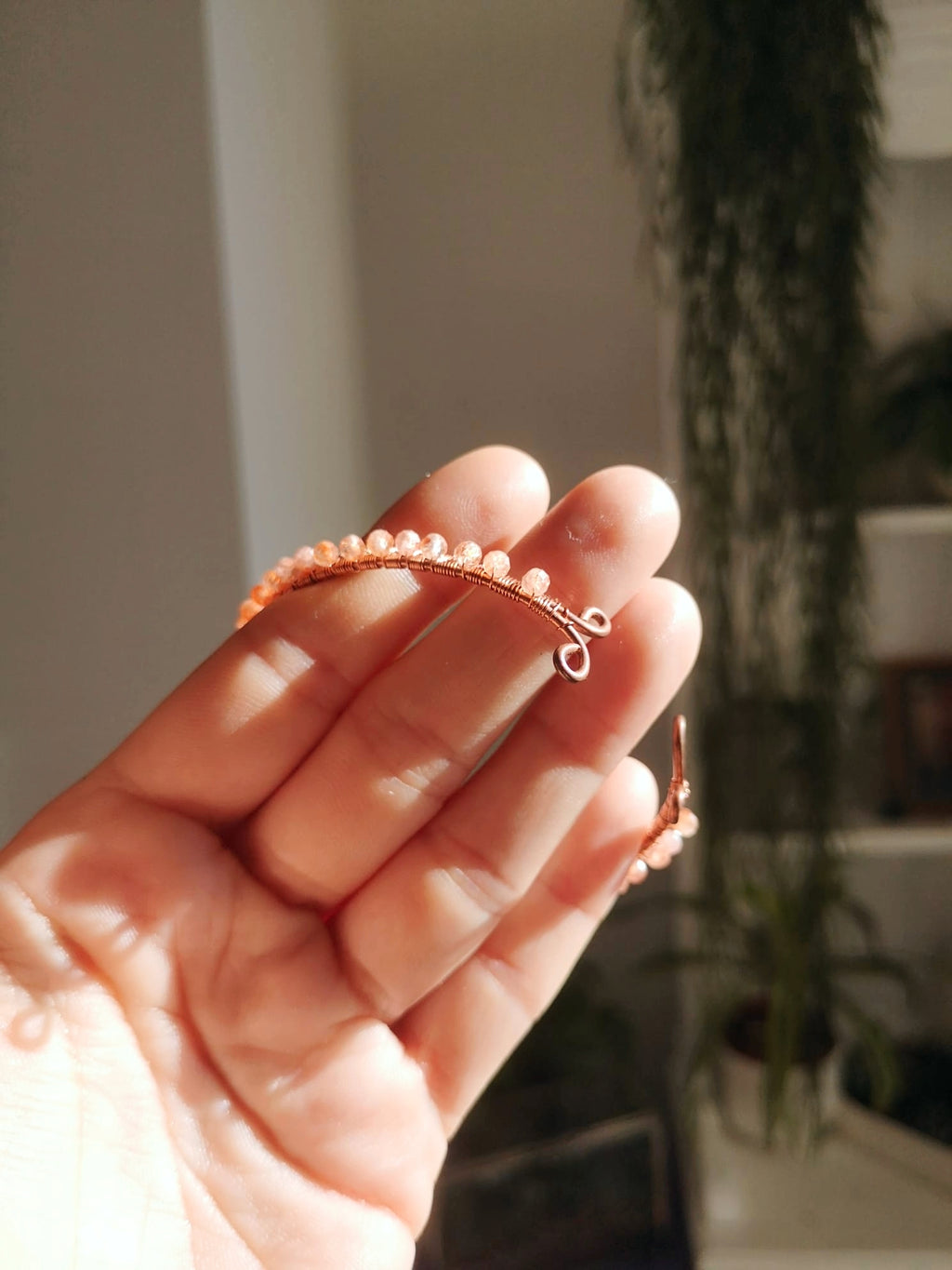 Sunstone & copper bangle // hand wrapped