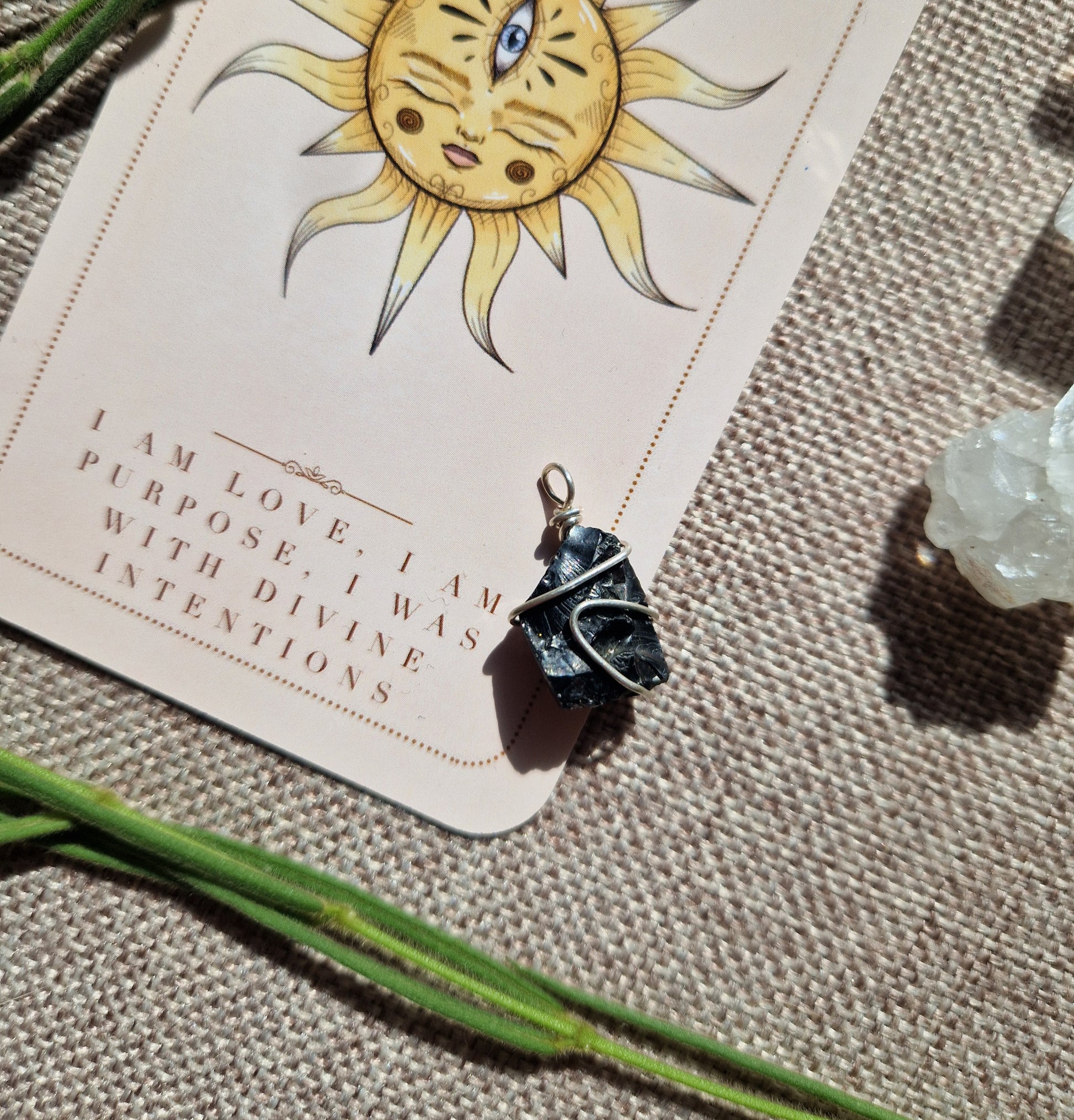 Elite shungite pendant // 925 sterling silver wire wrapped necklace