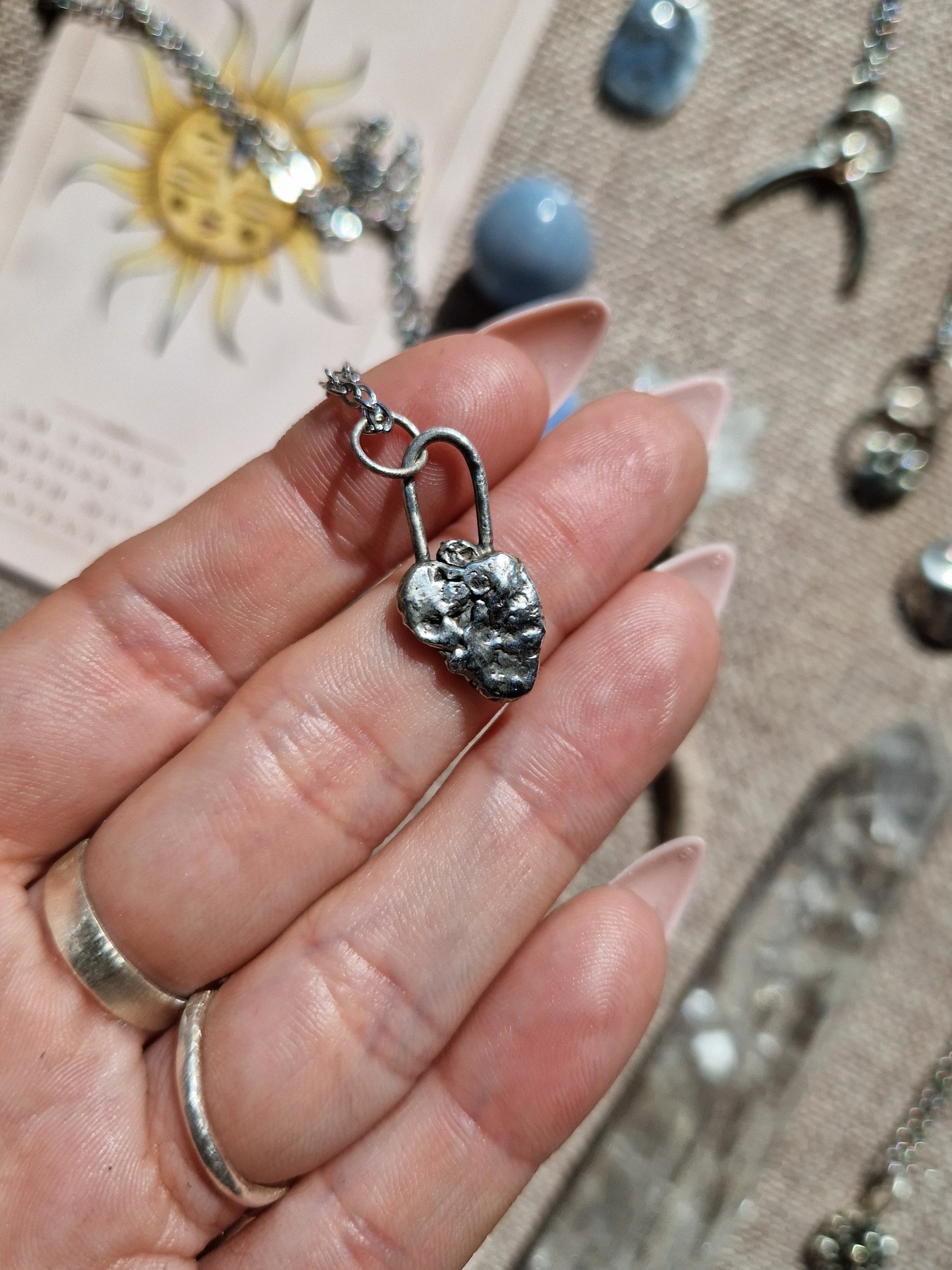 Molten silver // 925 sterling silver // organic pendant  // handmade in Cleethorpes