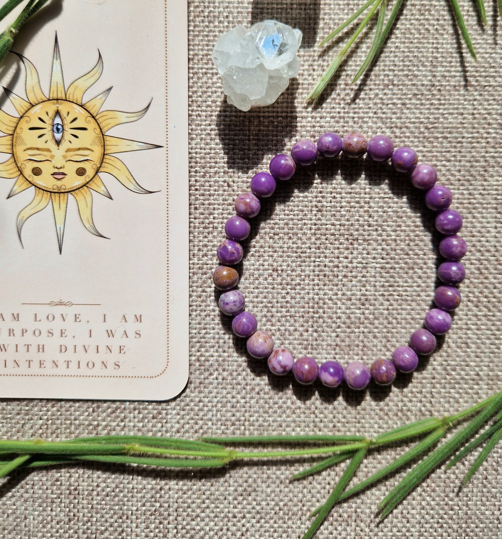 Phosphosiderite 8mm beaded bracelet // handmade elasticated Crystal healing bracelet // phosphos