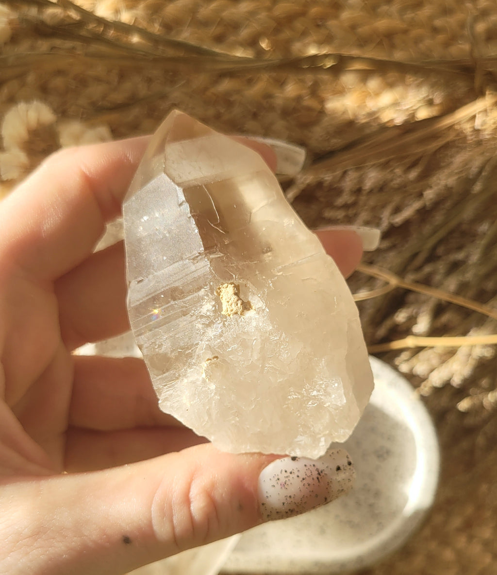 Natural smokey lemurian quartz // etched quartz // approx 7.7cm