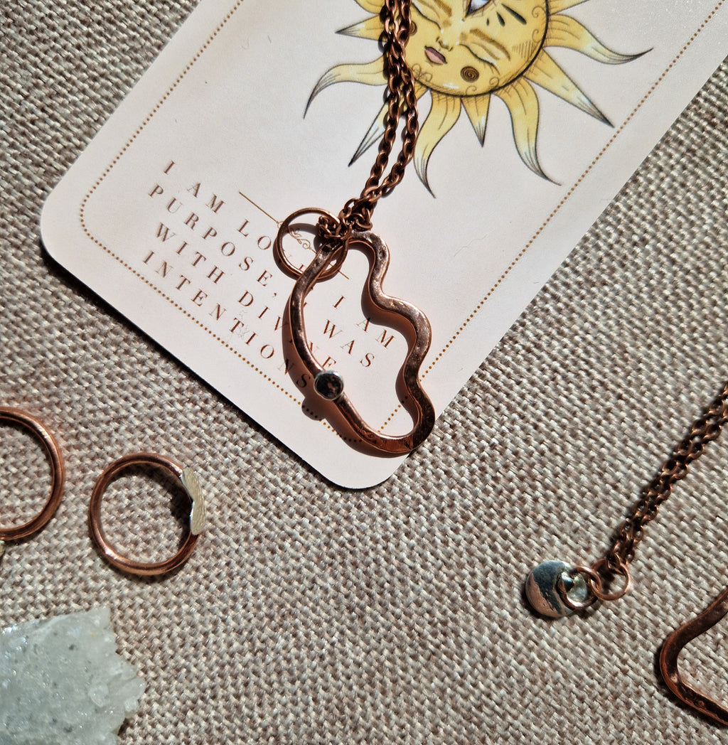Copper & 925 sterling silver abstract pendant // handmade in Cleethorpes