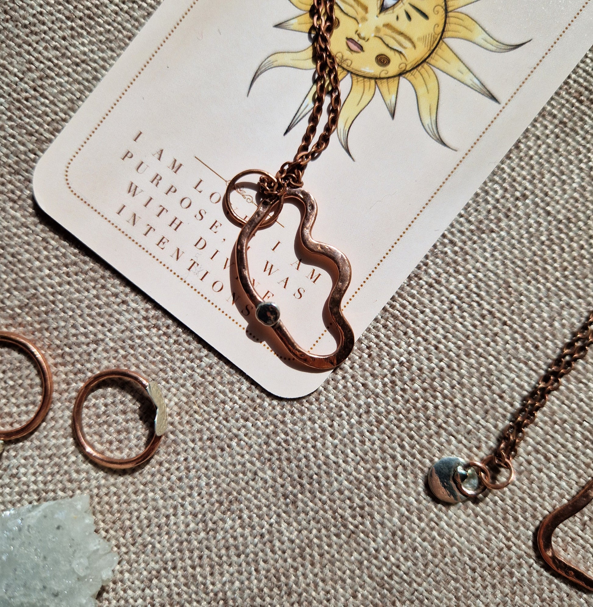 Copper & 925 sterling silver abstract pendant // handmade in Cleethorpes