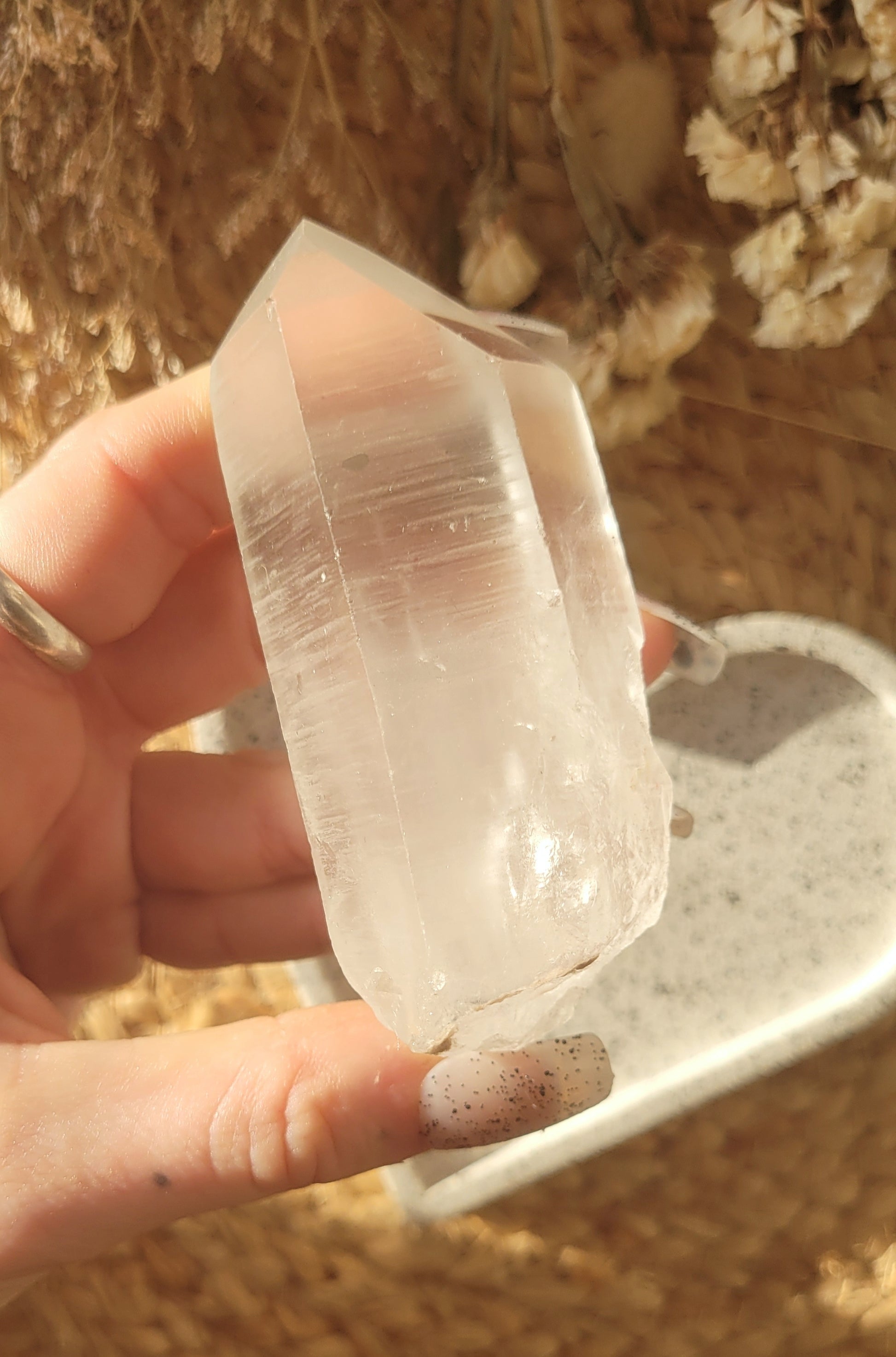 Lemurian seed quartz with inclusions // etched quartz // approx 8.5cm