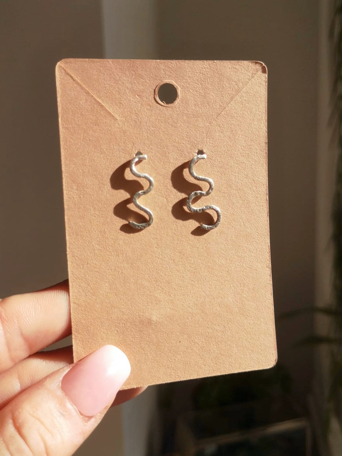 Textured metal squiggle earrings // Asymmetrical // hand polished // 925-sterling-silver