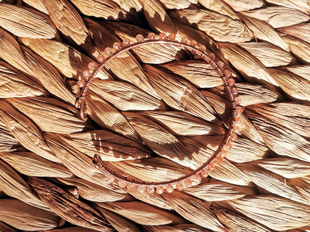 Sunstone & copper bangle // hand wrapped