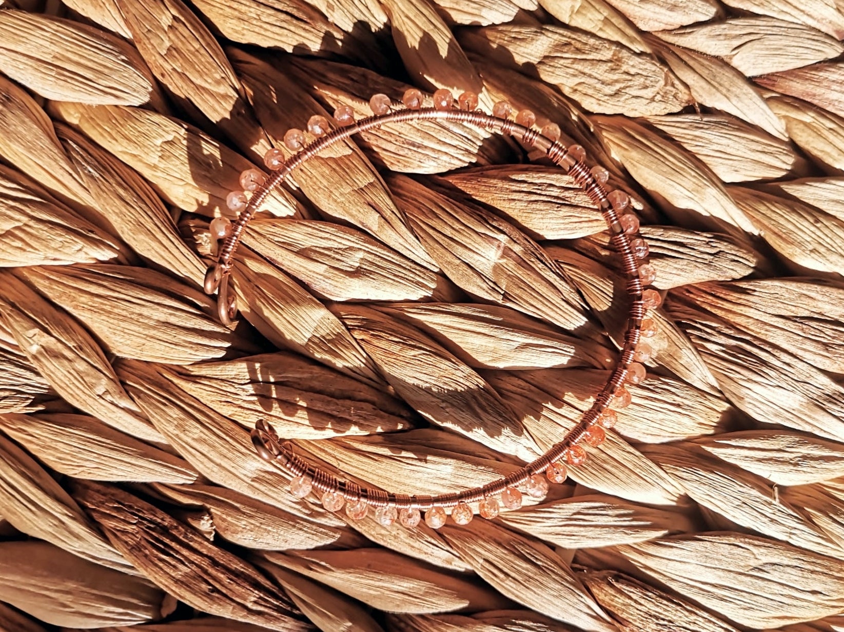 Sunstone & copper bangle // hand wrapped