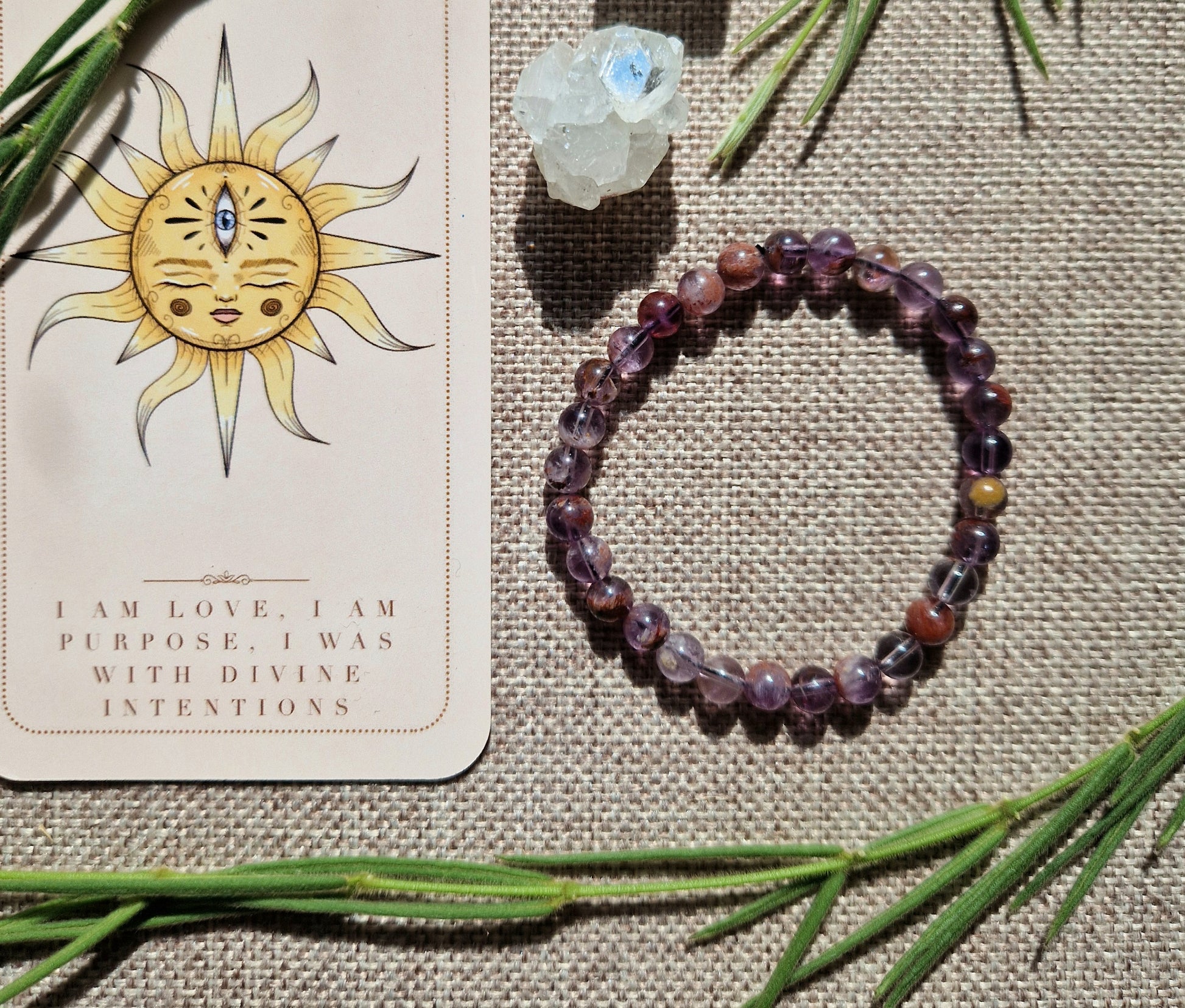 Super seven 6mm beaded bracelet // handmade elasticated Crystal healing bracelet
