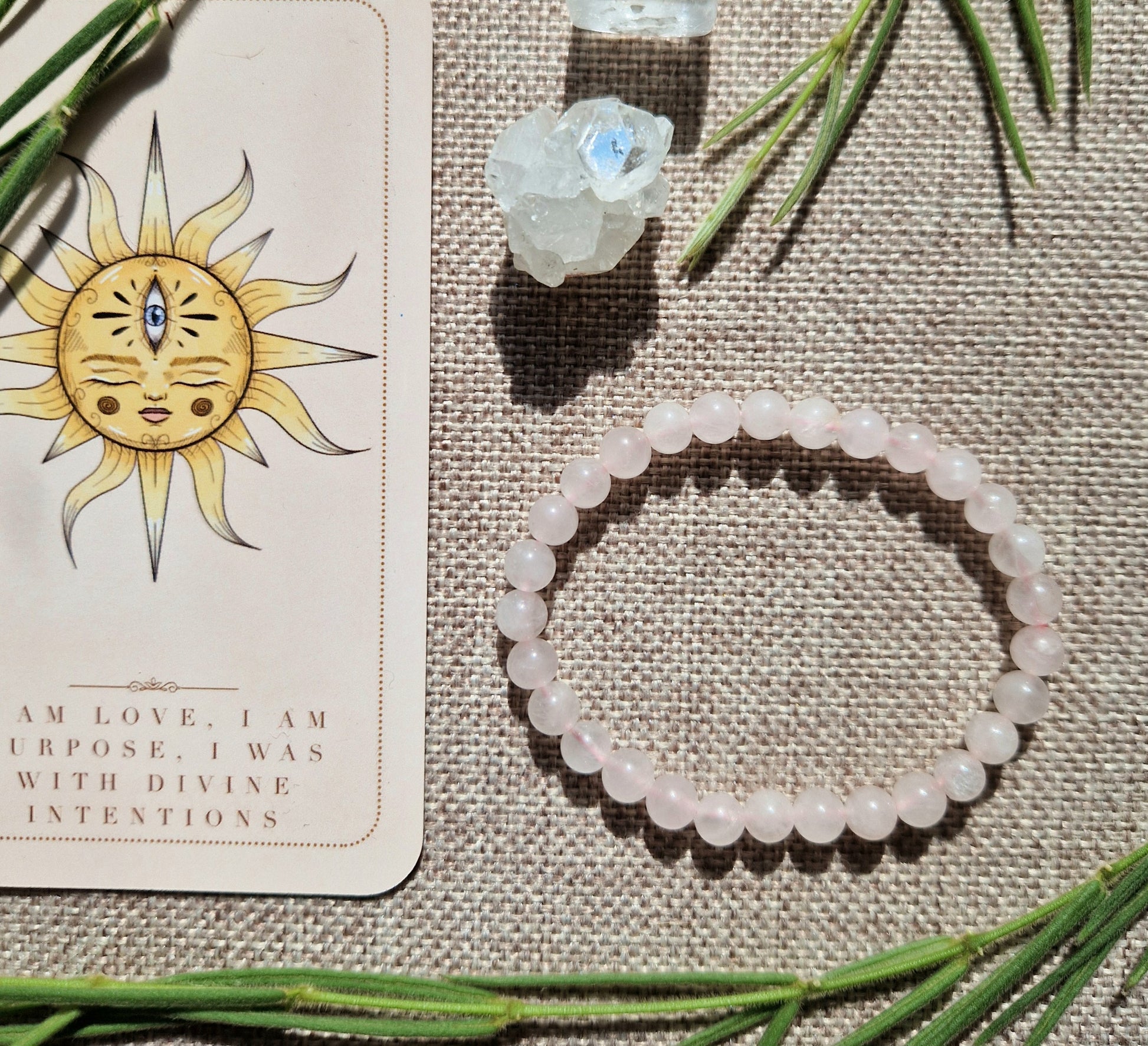 Morganite 6mm beaded bracelet // handmade elasticated Crystal healing bracelet