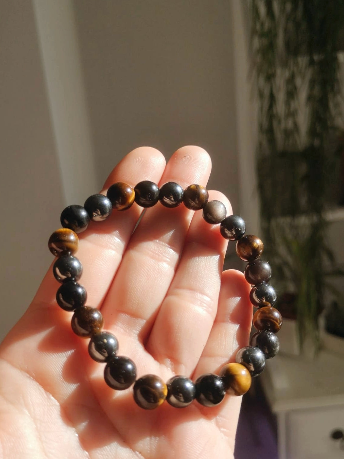 Trio power beaded bracelet// hematite // tigers eye // obsidian // mens bracelet // unisex bracelet