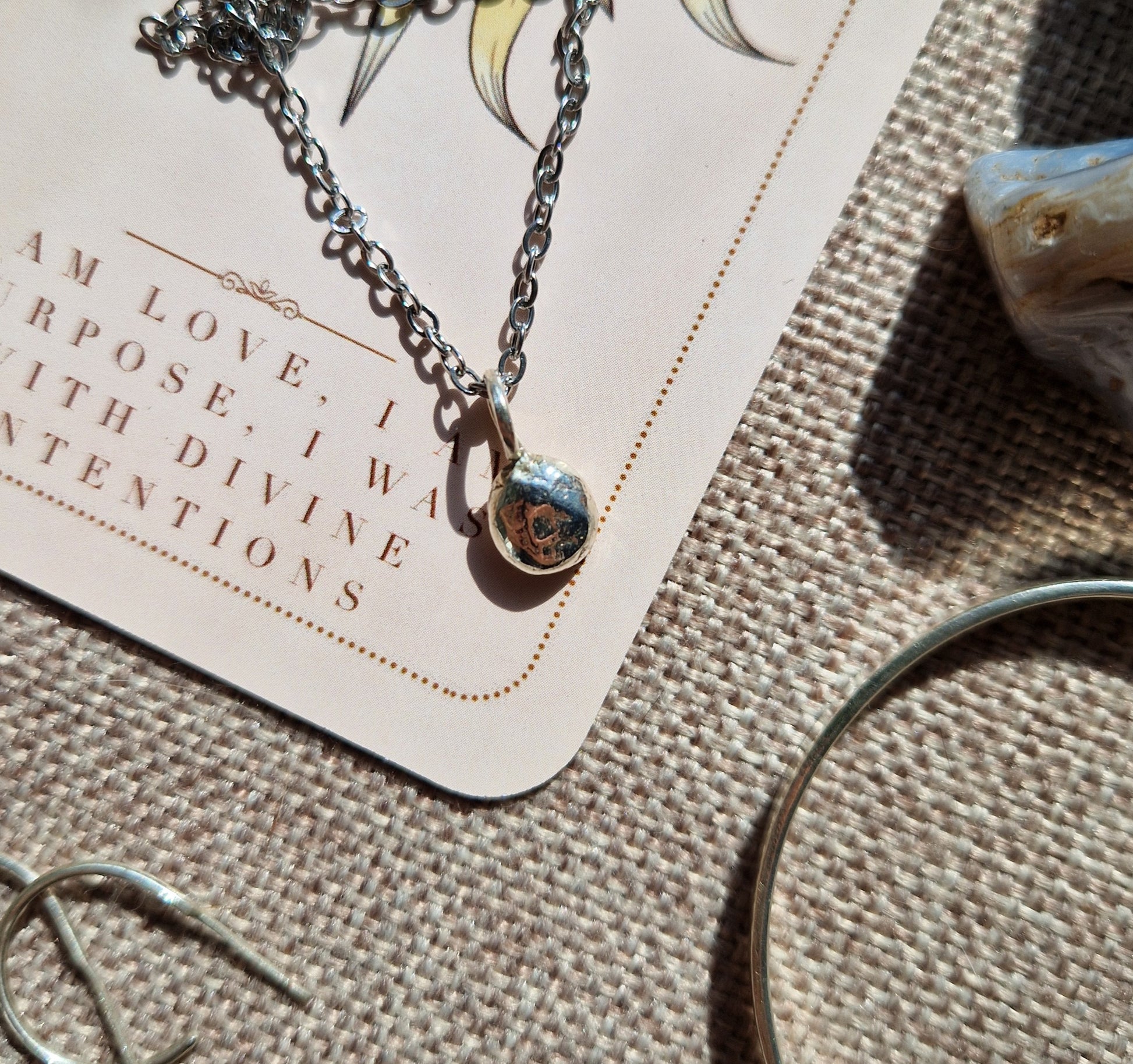 Handmade 925 sterling silver droplet pendant with chain // handmade in Cleethorpes