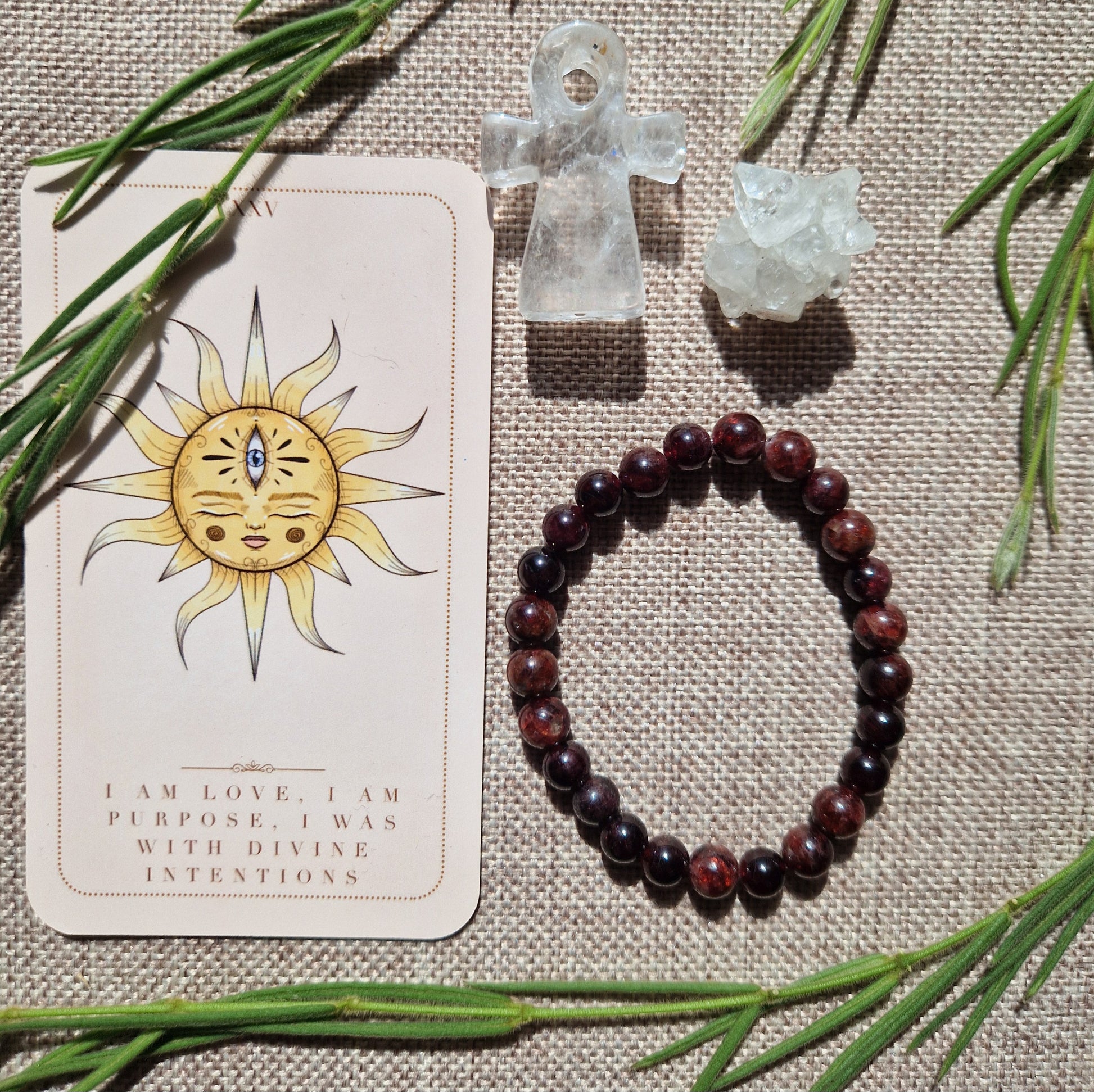 Garnet bracelet // Crystal healing // handmade elasticated Crystal healing bracelet