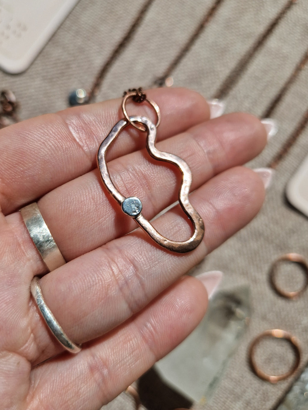 Copper & 925 sterling silver abstract pendant // handmade in Cleethorpes