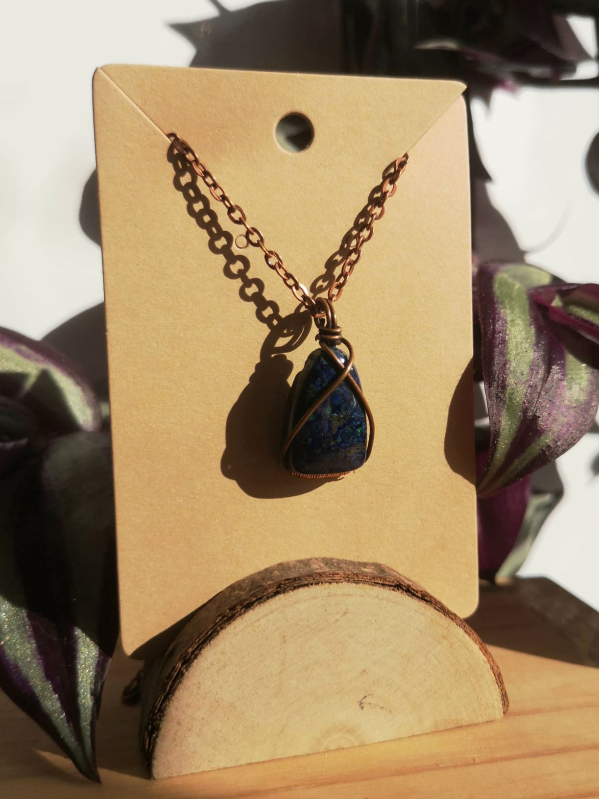 Azurite // natural copper pendant with chain